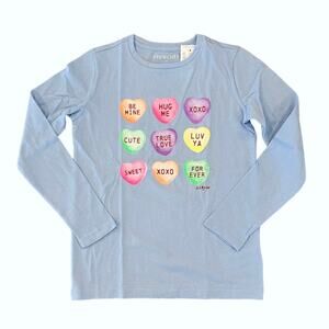 NWT J. Crew Girls' Blue Valentine's Heart Candy Graphic Tee